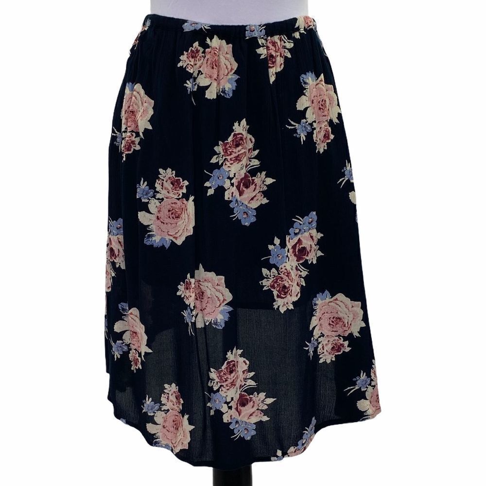 BAND of Gypsies Floral Faux Wrap Hibiscus Skirt M - Picture 2 of 6